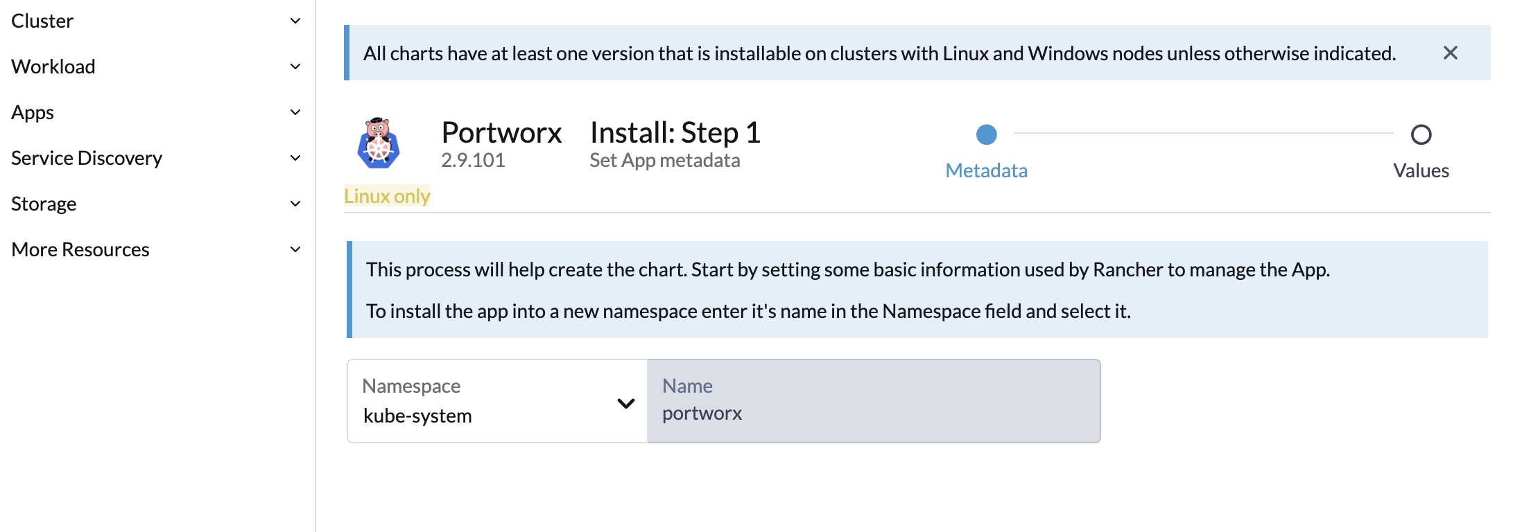 Portworx Namespace