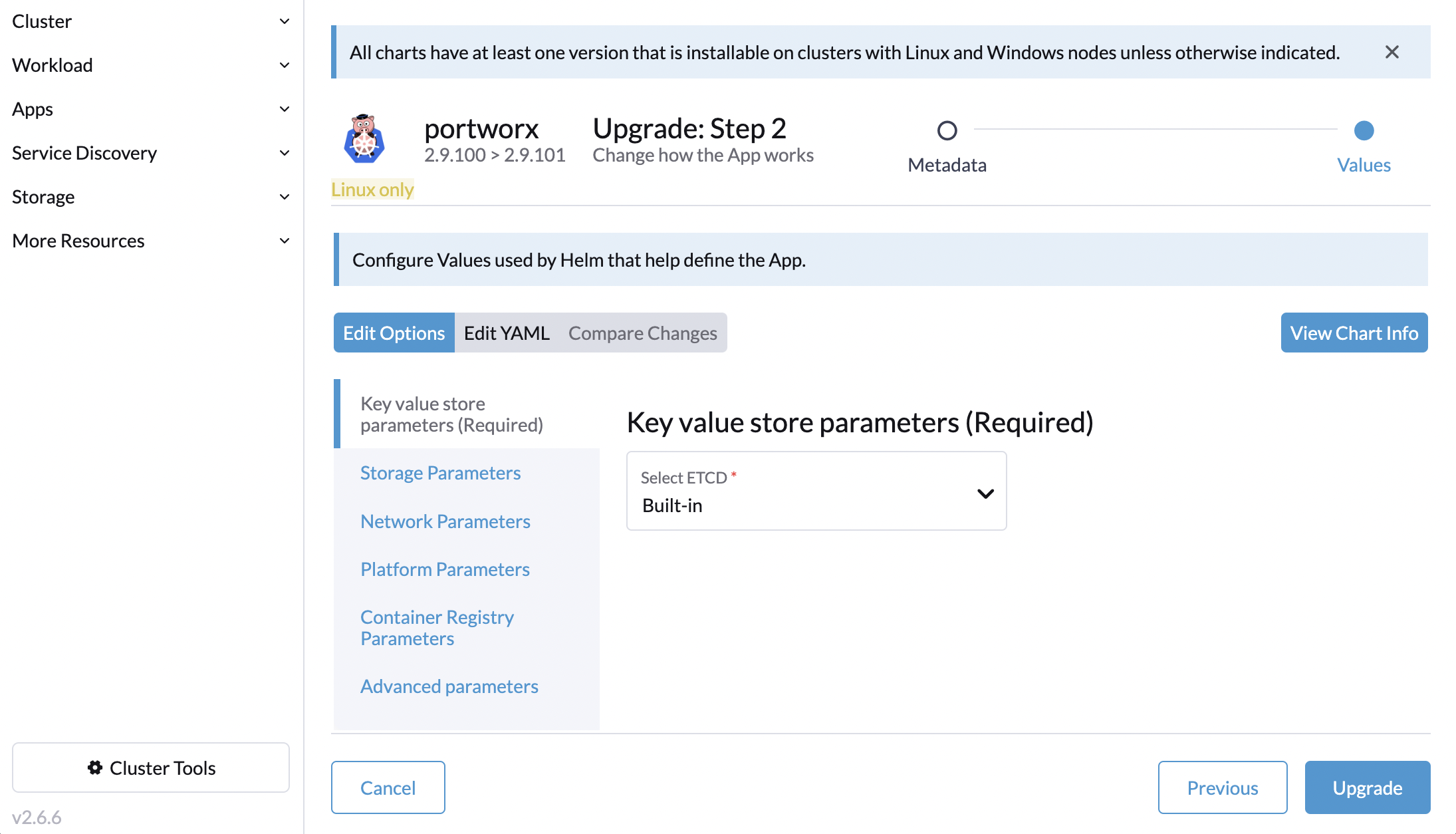 Rancher Upgrade parameters